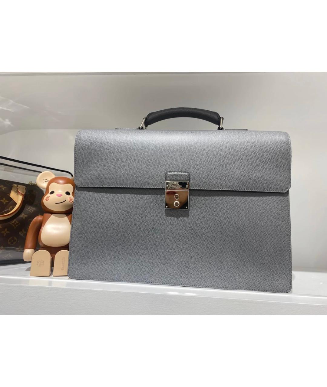 LOUIS VUITTON Черный кожаный портфель, фото 2