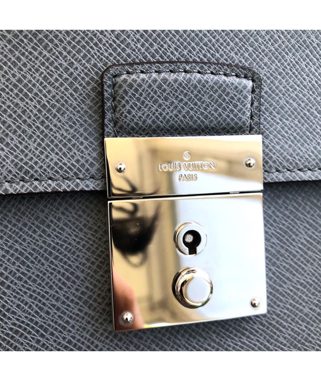 LOUIS VUITTON Черный кожаный портфель, фото 6