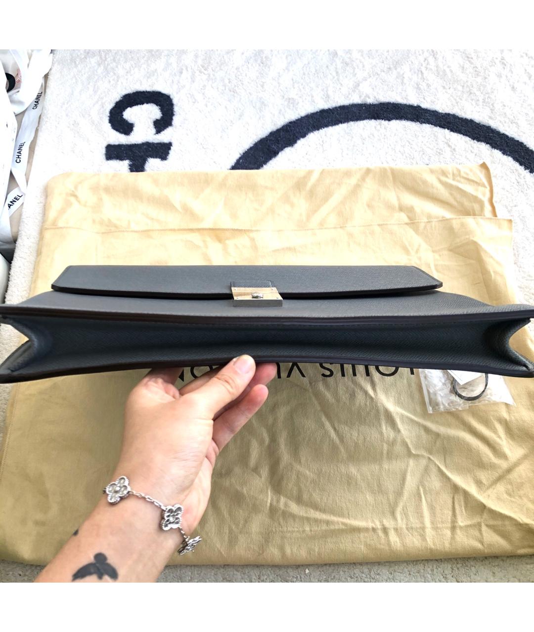 LOUIS VUITTON Черный кожаный портфель, фото 5