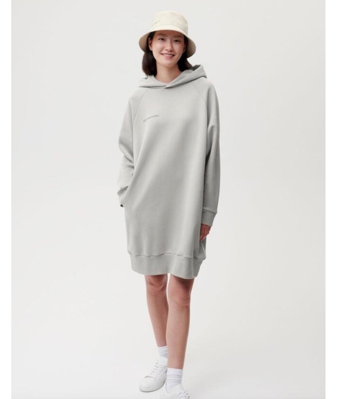 THE PANGAIA Серое хлопковое повседневное платье, фото 6