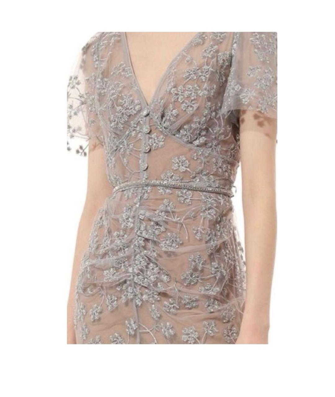 SELF-PORTRAIT Серебряное кружевное вечернее платье, фото 3