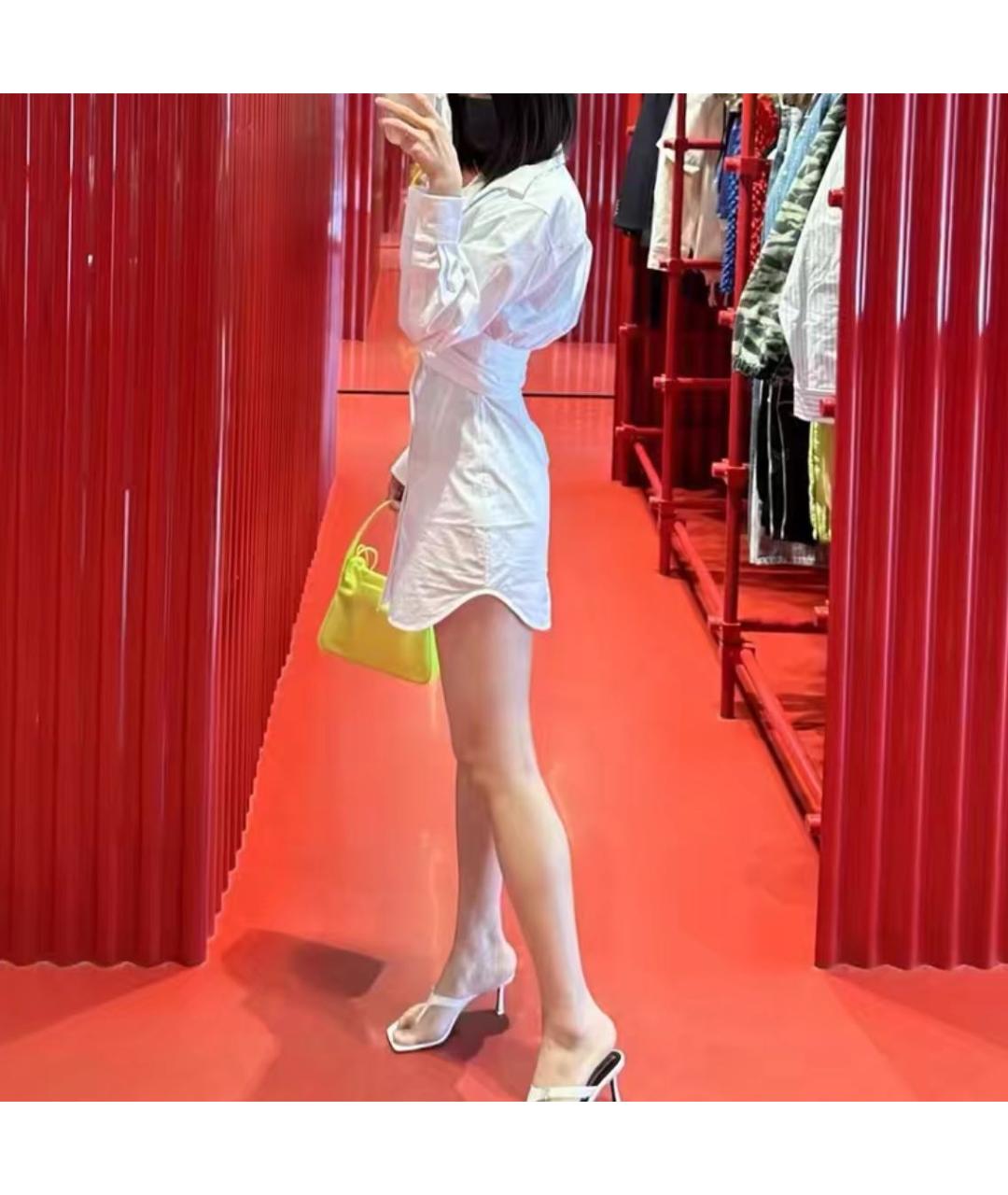 ALEXANDER WANG Белое хлопковое коктейльное платье, фото 8