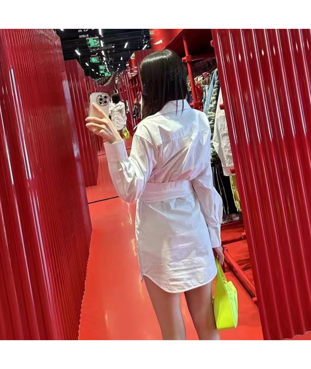 ALEXANDER WANG Белое хлопковое коктейльное платье, фото 7