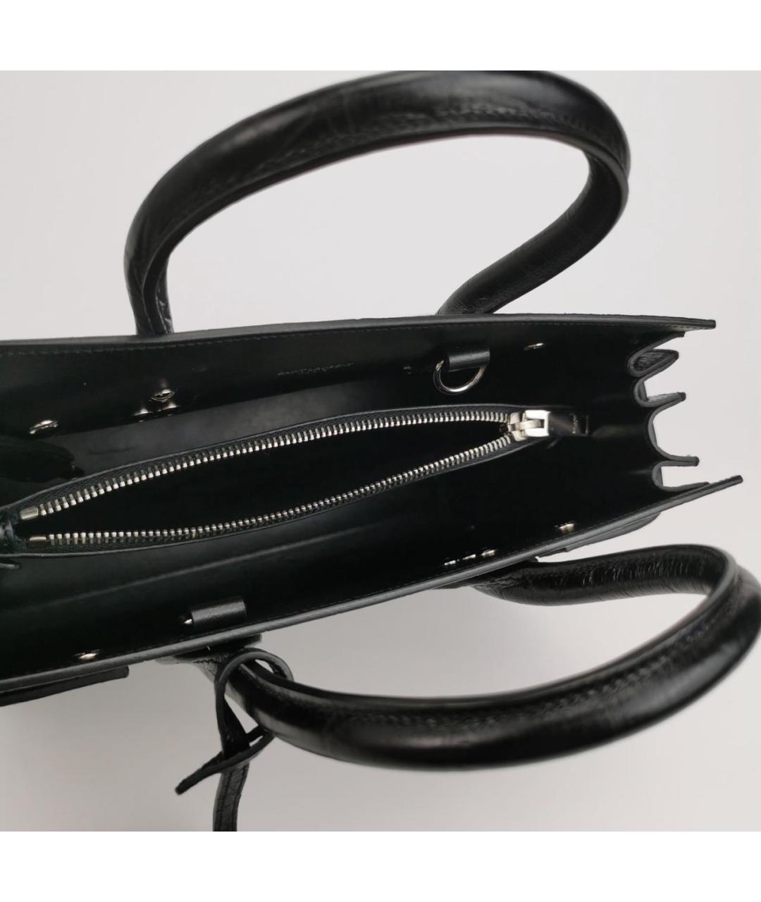 SAINT LAURENT Черная кожаная сумка тоут, фото 6