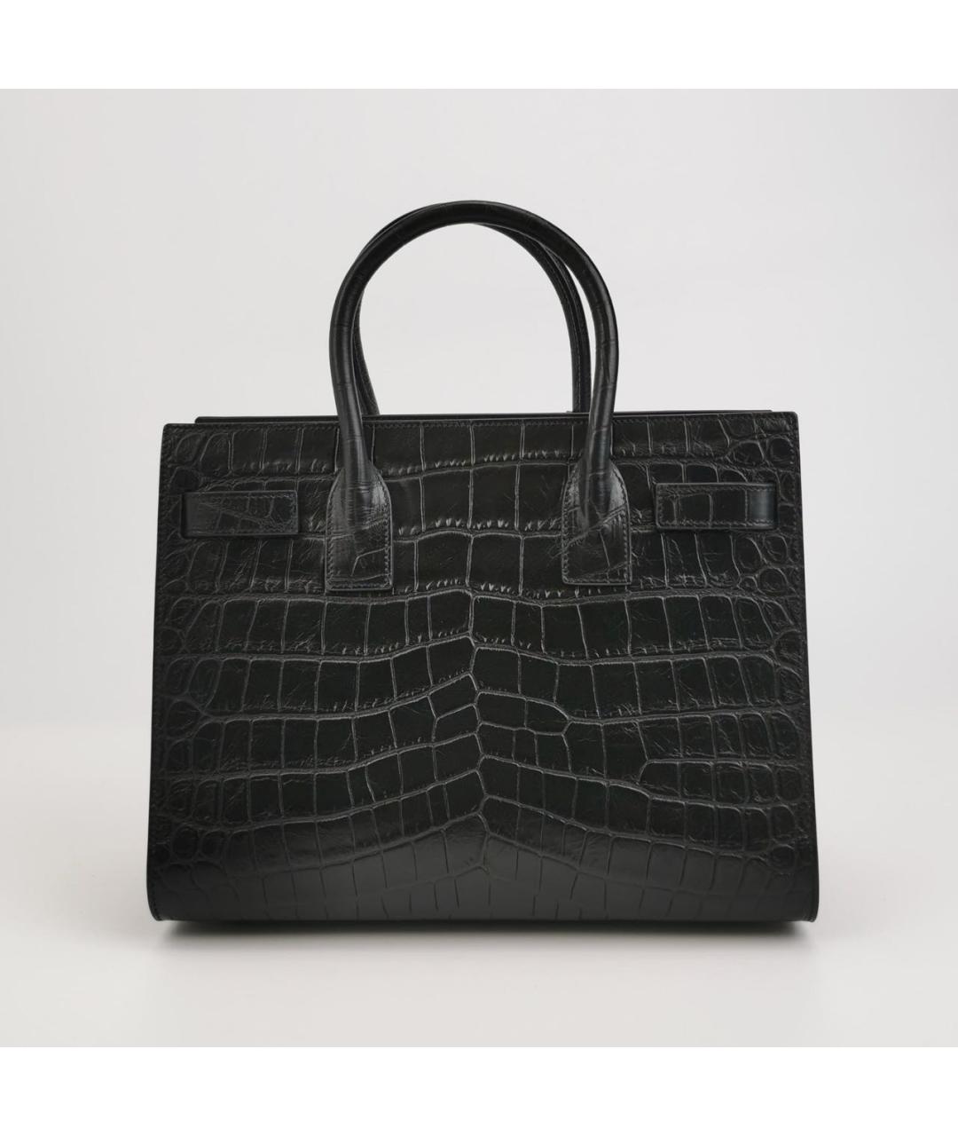 SAINT LAURENT Черная кожаная сумка тоут, фото 4