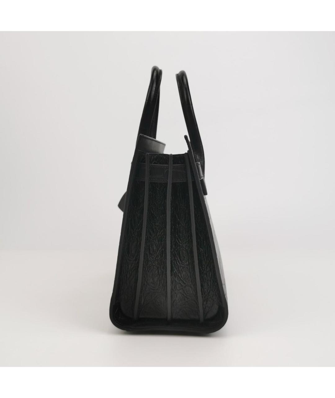 SAINT LAURENT Черная кожаная сумка тоут, фото 2