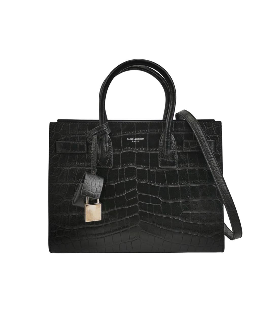 SAINT LAURENT Черная кожаная сумка тоут, фото 1