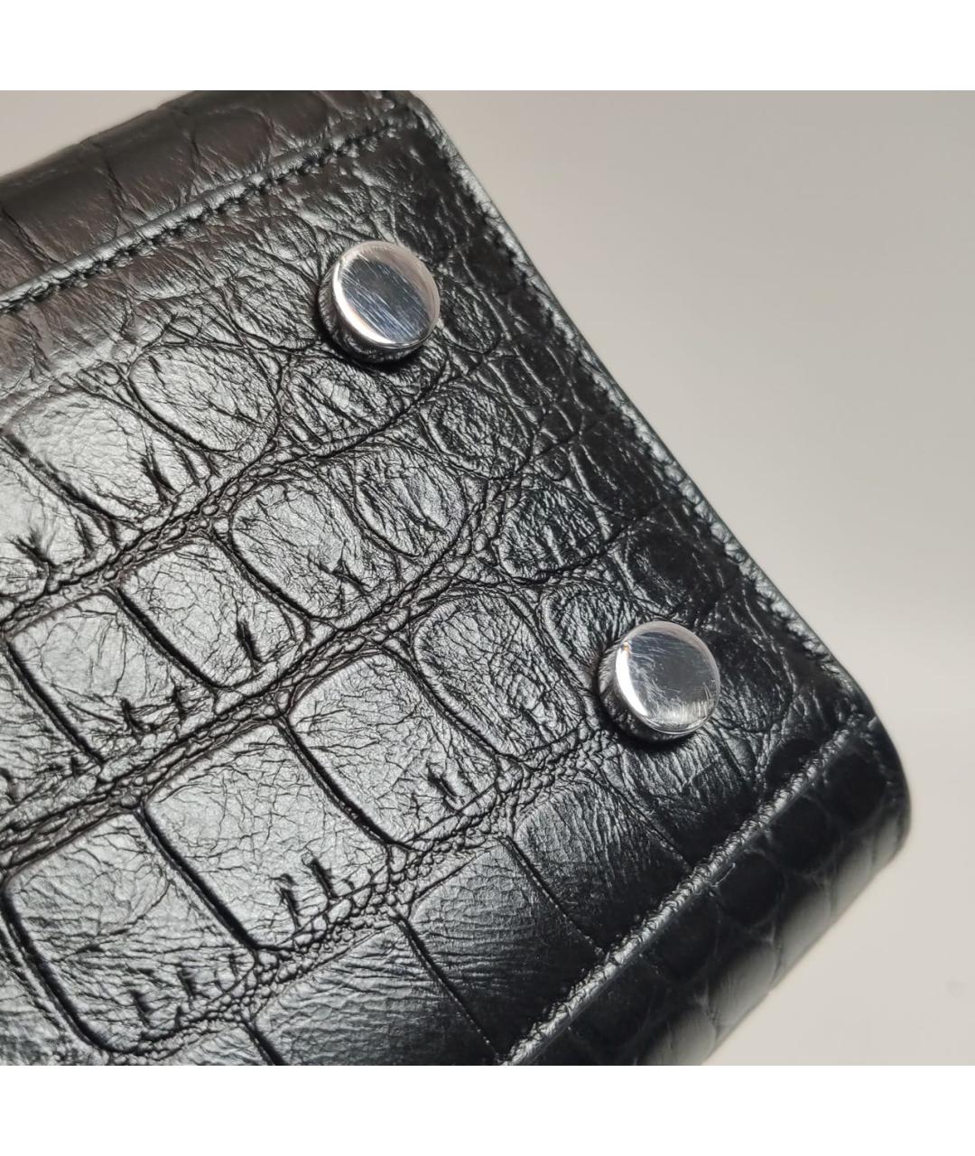 SAINT LAURENT Черная кожаная сумка тоут, фото 8