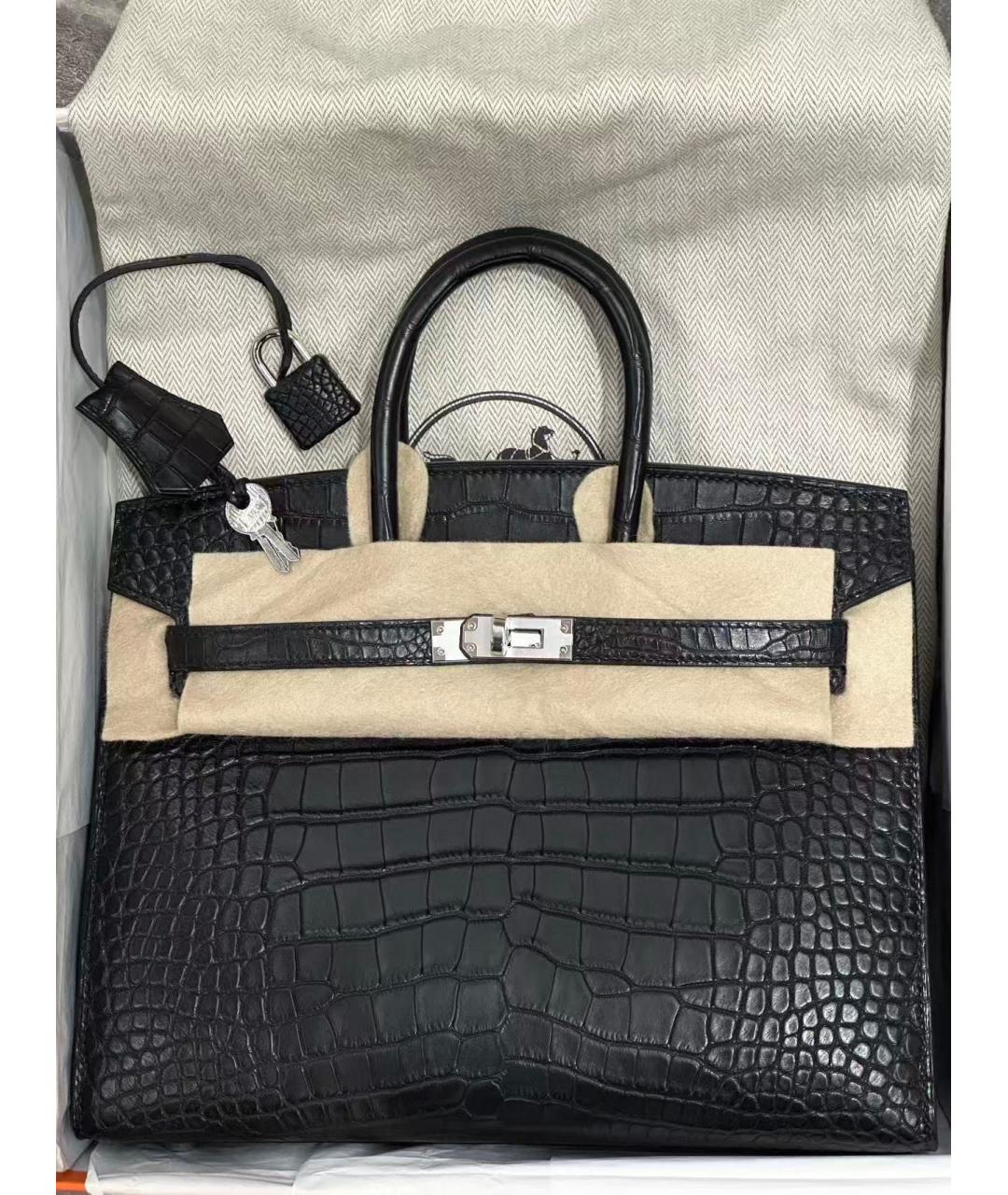 HERMES Черная кожаная сумка с короткими ручками, фото 4