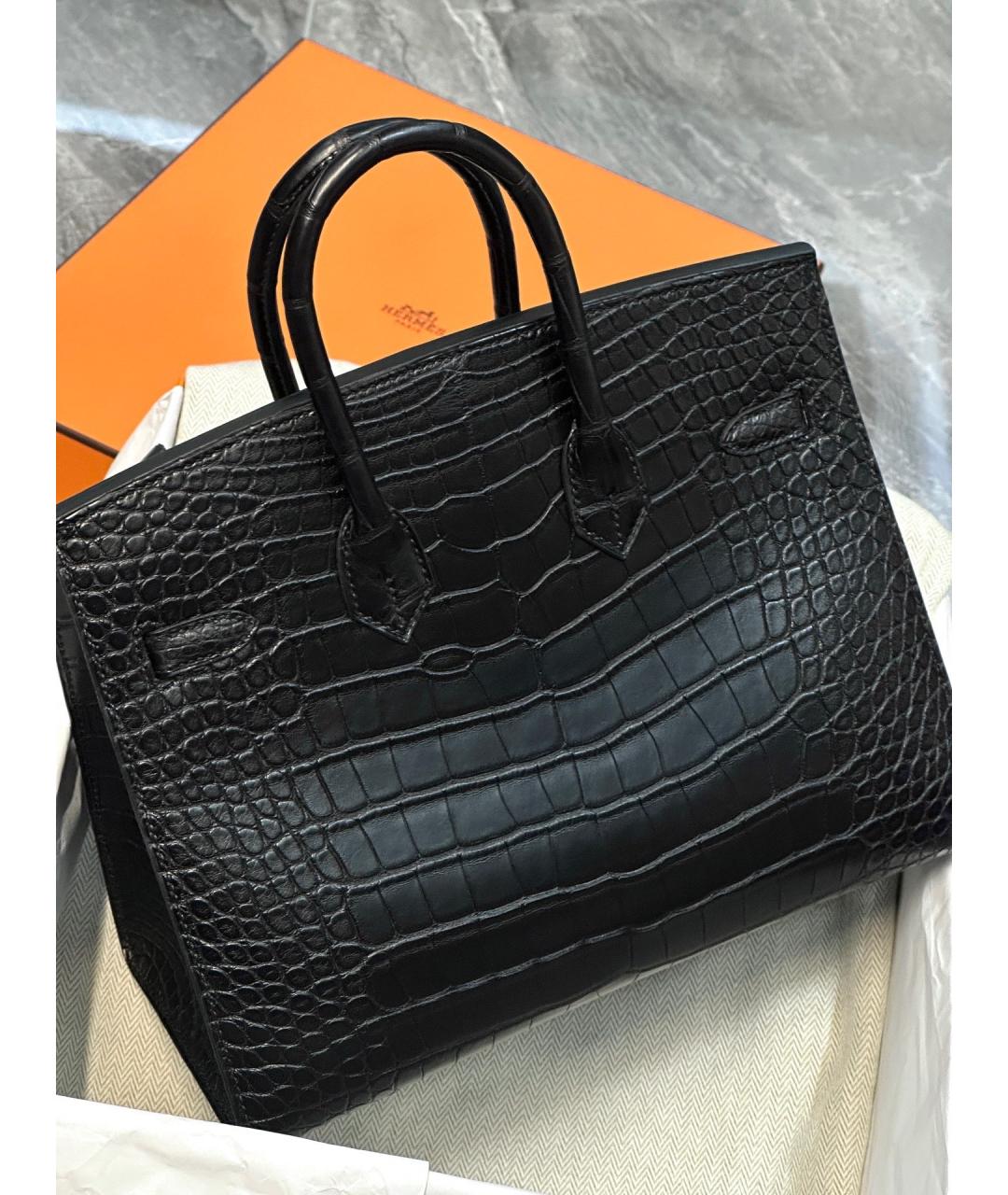 HERMES Черная кожаная сумка с короткими ручками, фото 3