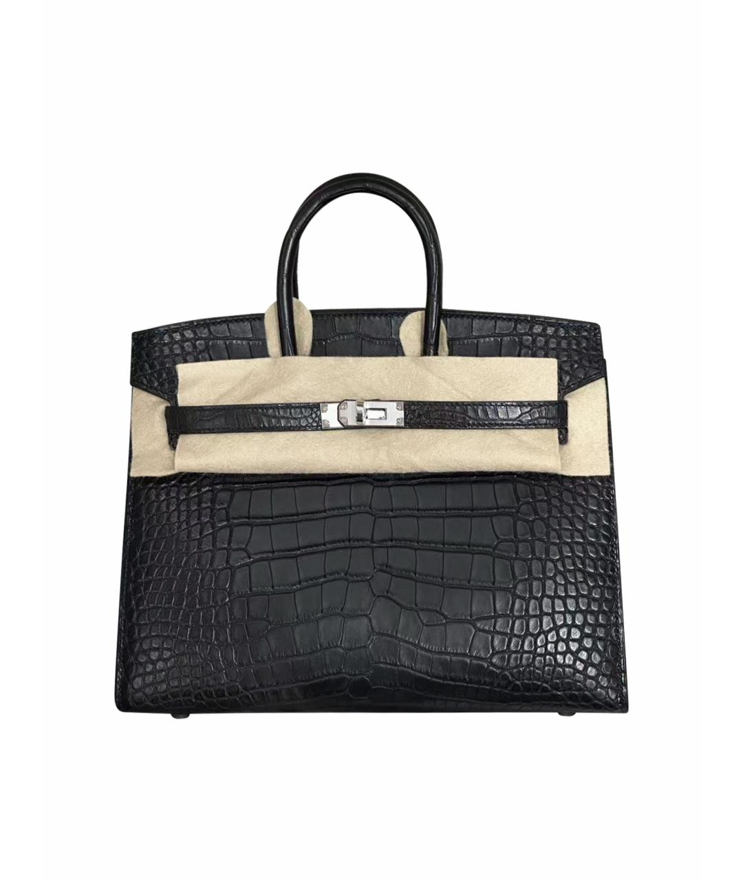 HERMES Черная кожаная сумка с короткими ручками, фото 1