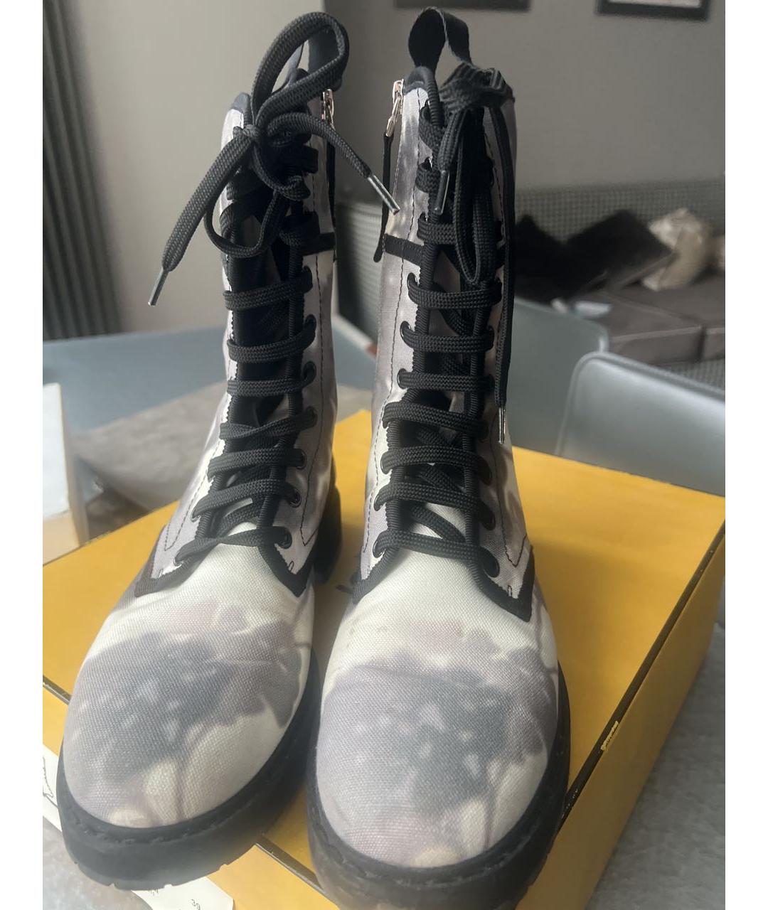 FENDI Серые текстильные высокие ботинки, фото 4