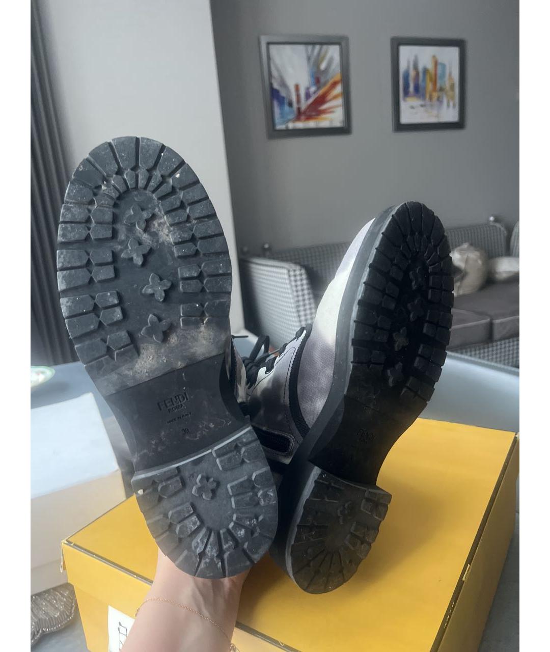 FENDI Серые текстильные высокие ботинки, фото 5