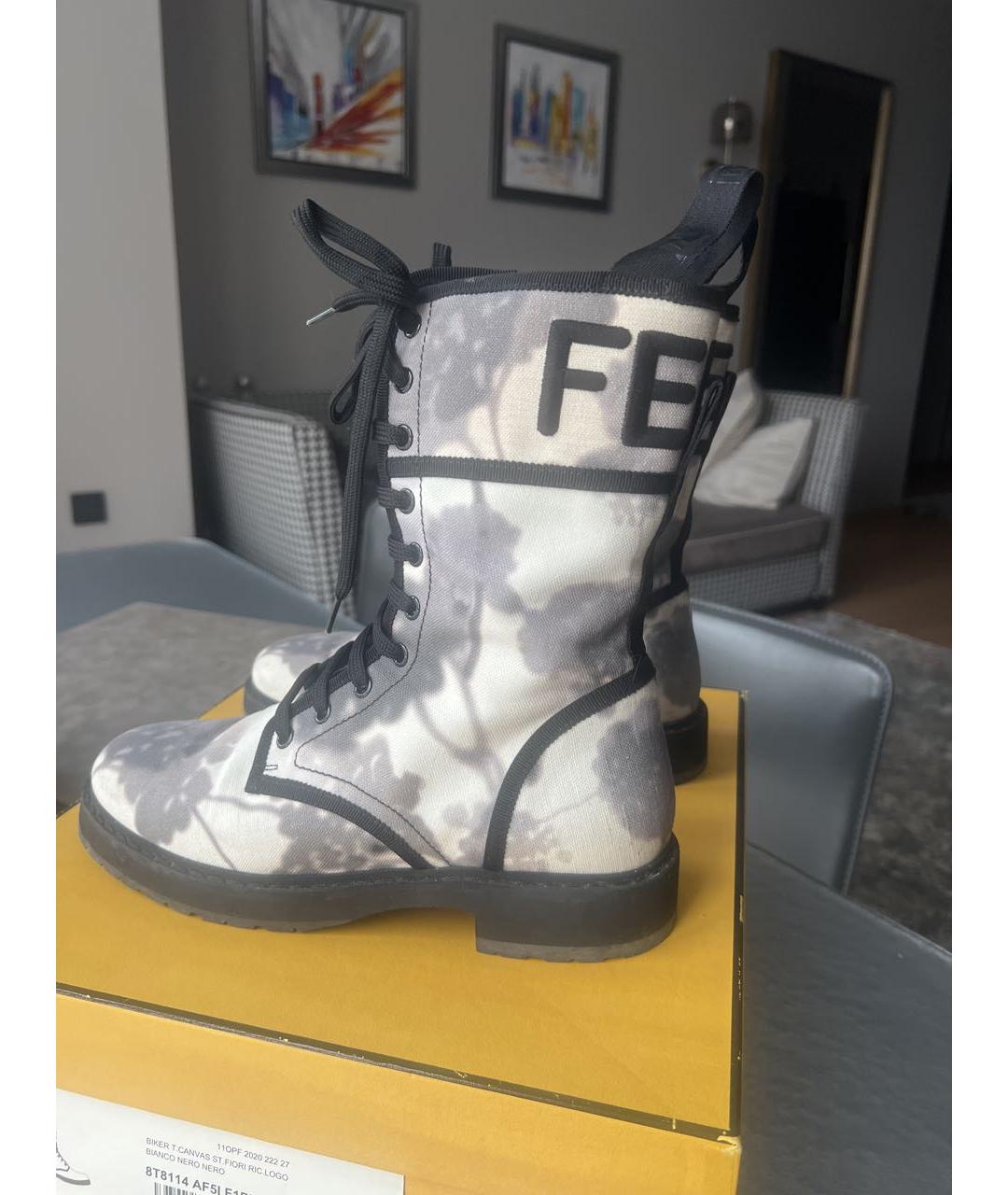 FENDI Серые текстильные высокие ботинки, фото 6