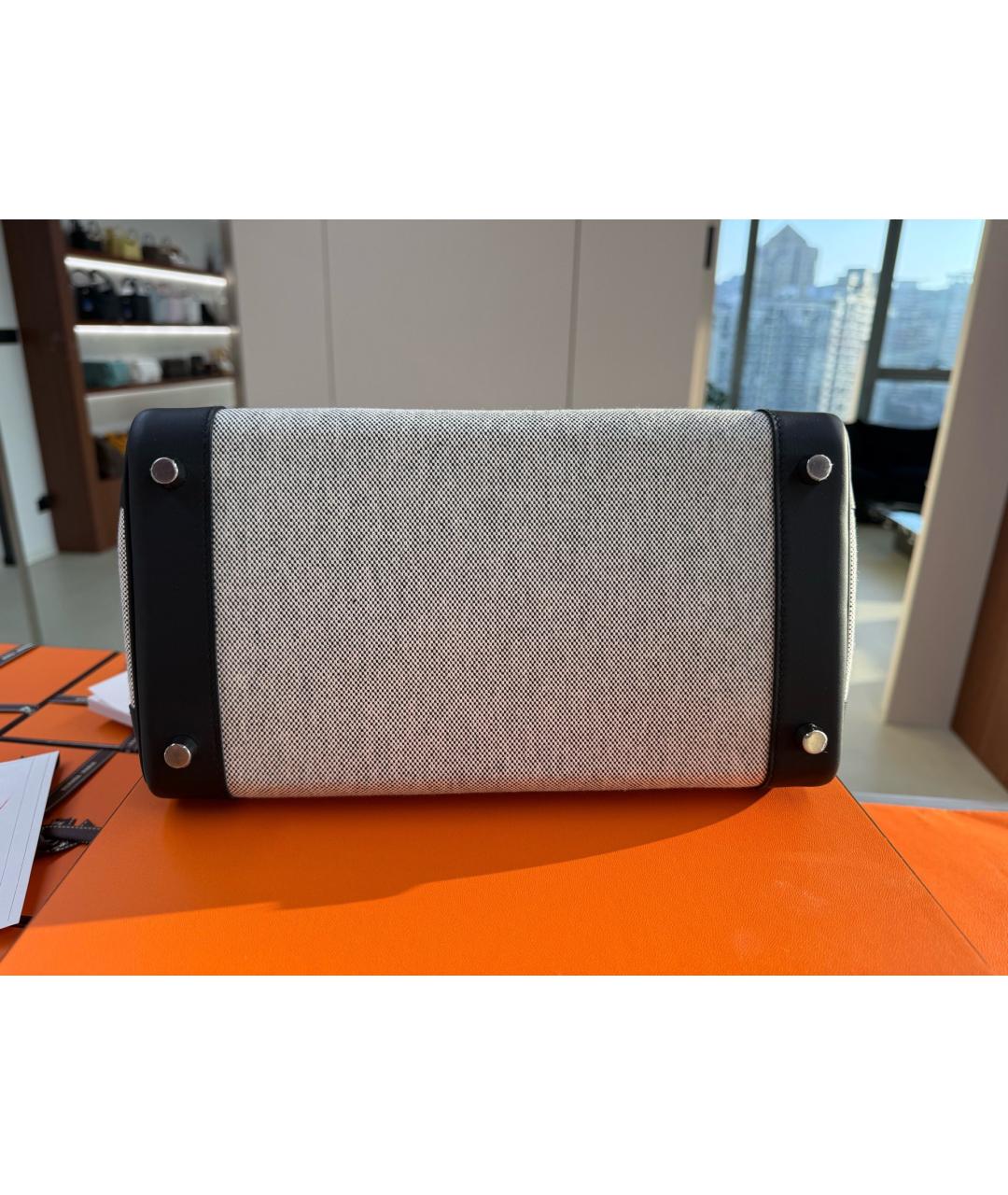 HERMES Черная деним сумка тоут, фото 5