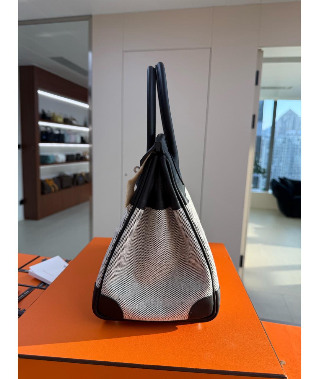HERMES Черная деним сумка тоут, фото 4