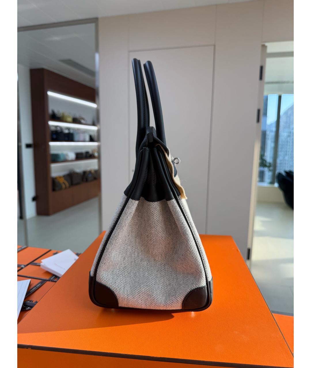 HERMES Черная деним сумка тоут, фото 3