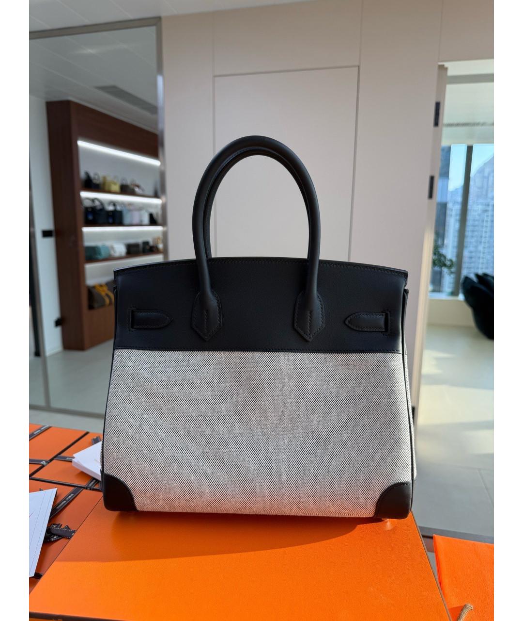 HERMES Черная деним сумка тоут, фото 2