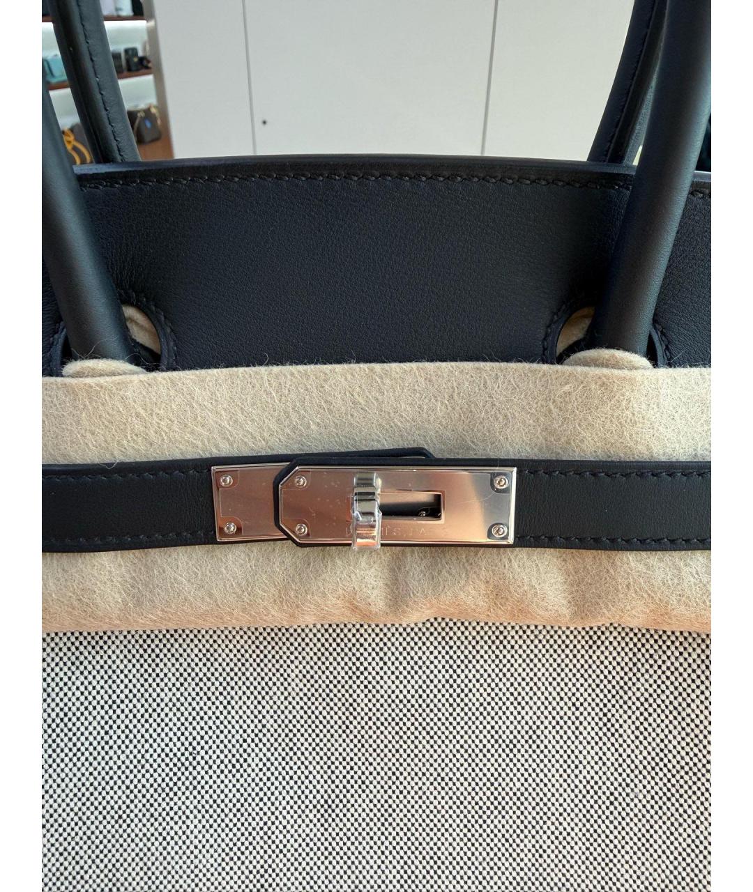 HERMES Черная деним сумка тоут, фото 6