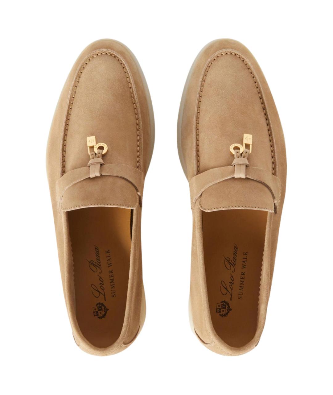 LORO PIANA Бежевые замшевые лоферы, фото 5