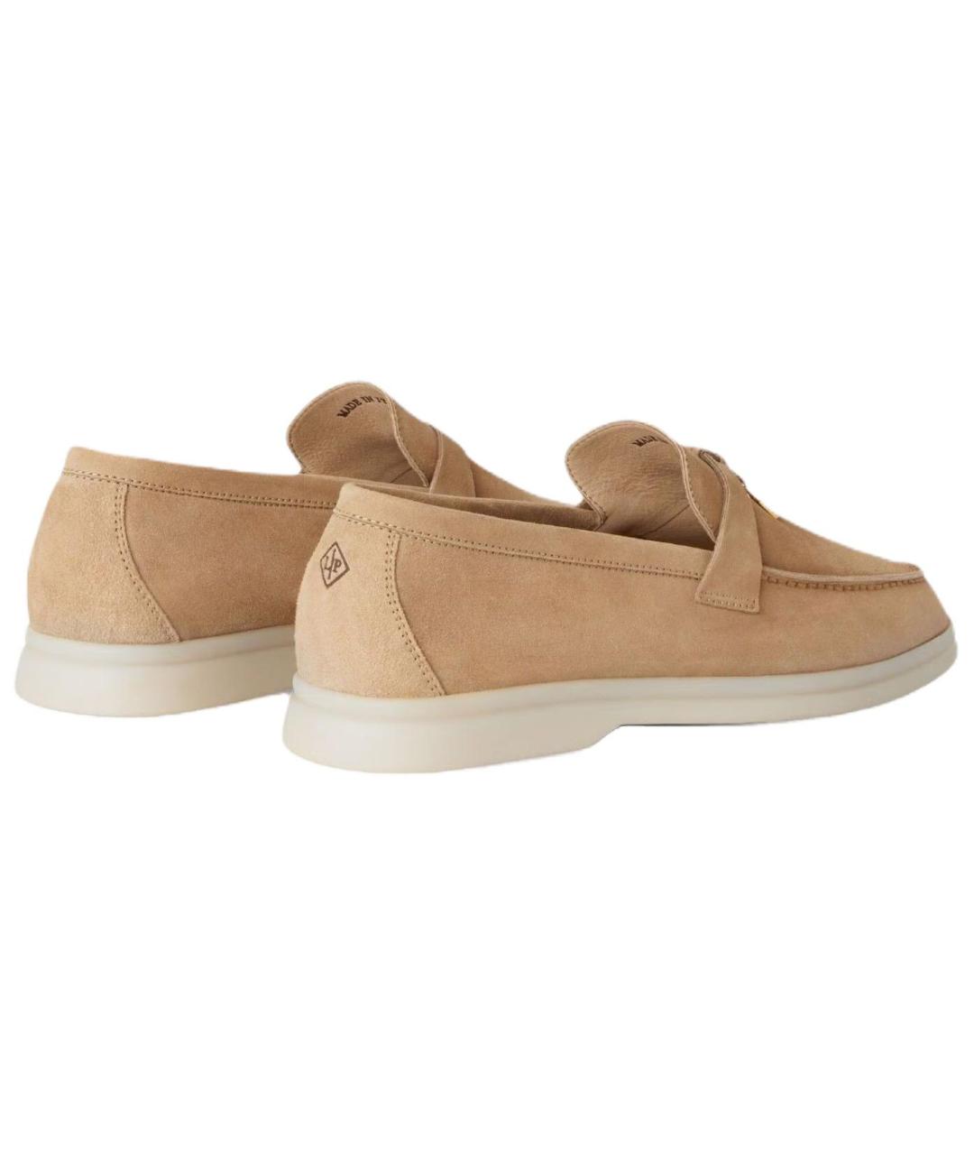 LORO PIANA Бежевые замшевые лоферы, фото 4