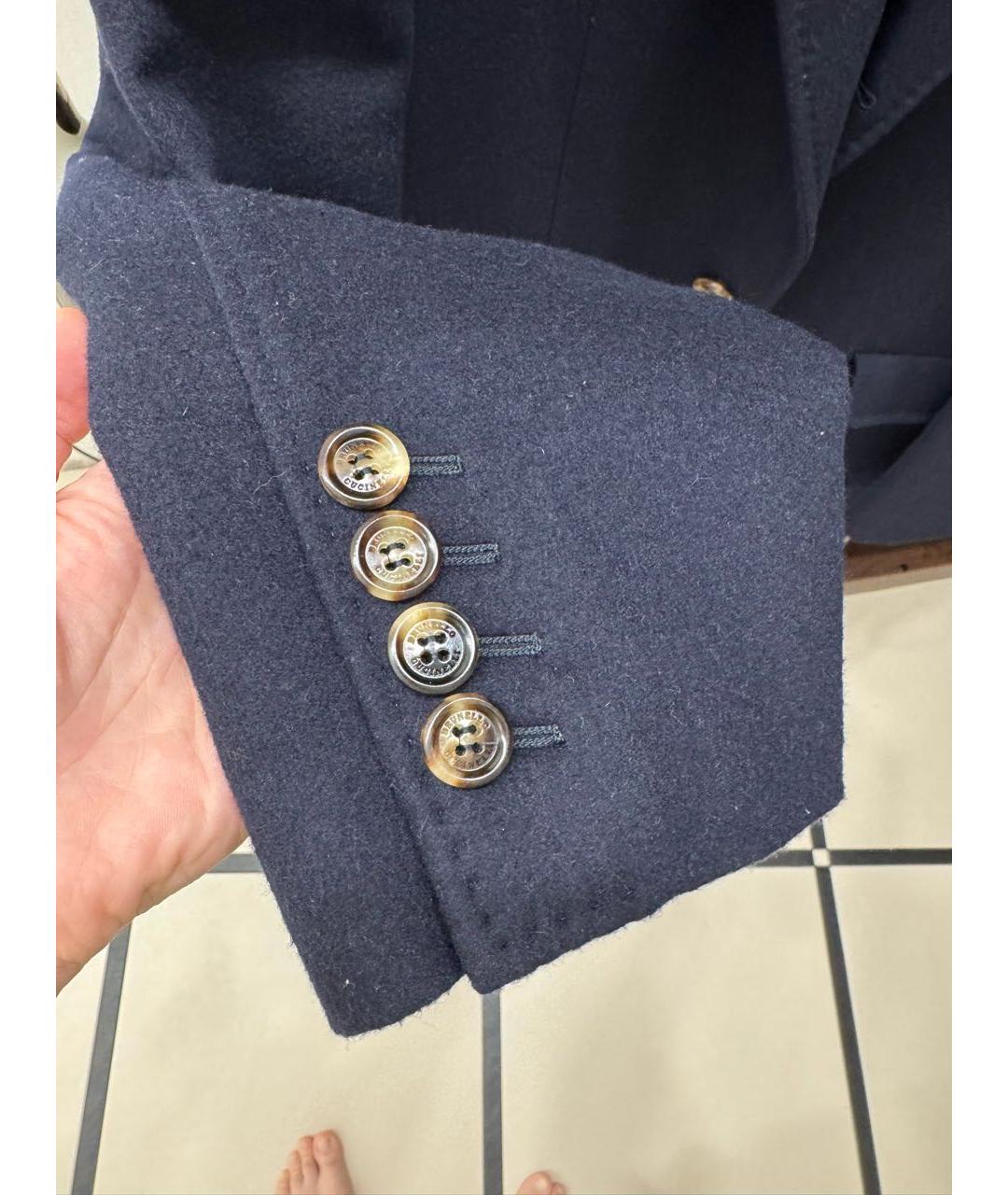 BRUNELLO CUCINELLI Темно-синее шерстяное пальто, фото 7