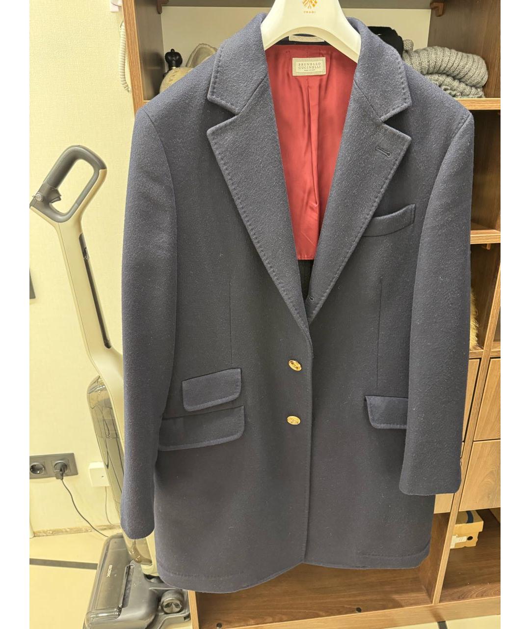 BRUNELLO CUCINELLI Темно-синее шерстяное пальто, фото 8