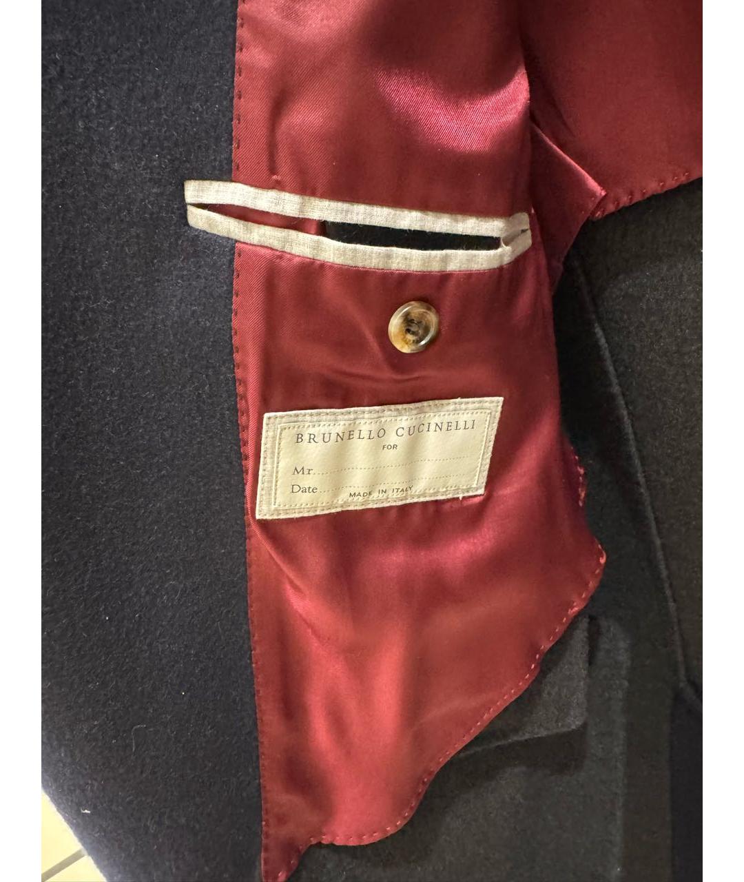 BRUNELLO CUCINELLI Темно-синее шерстяное пальто, фото 4