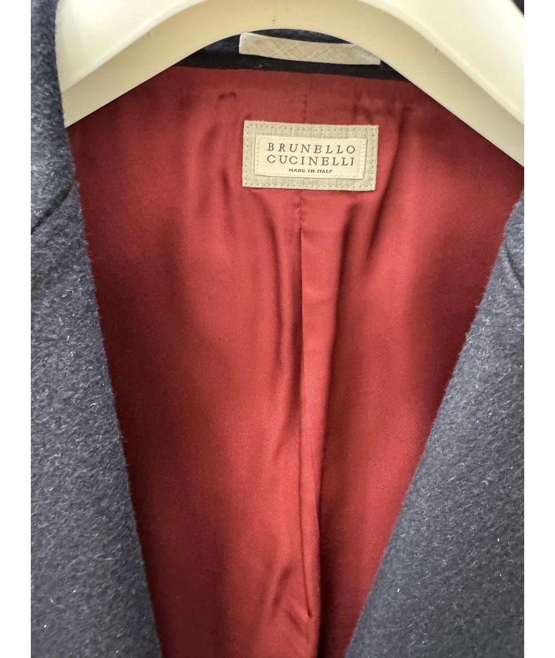 BRUNELLO CUCINELLI Темно-синее шерстяное пальто, фото 3