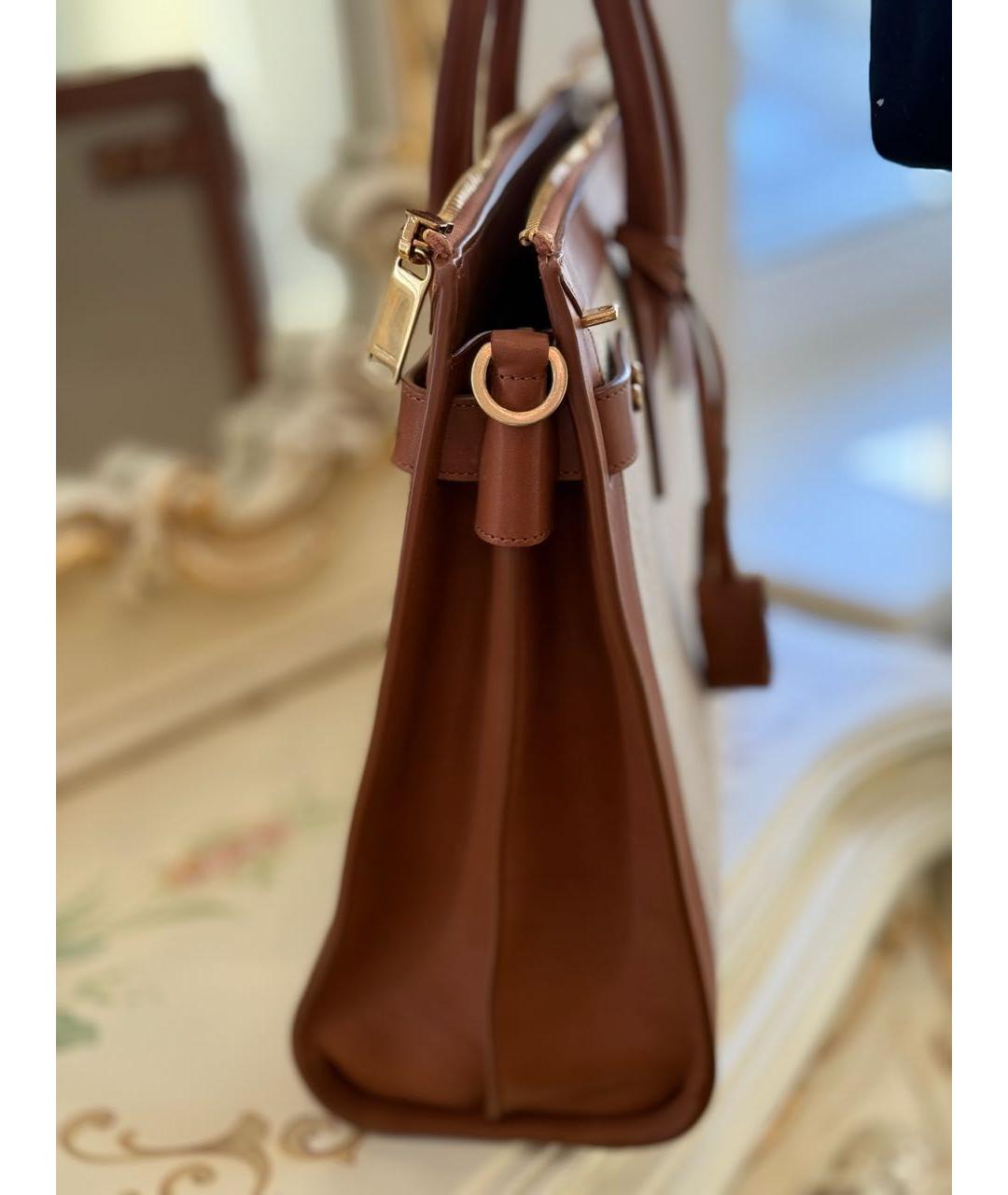 SAINT LAURENT Бежевая тканевая сумка тоут, фото 6