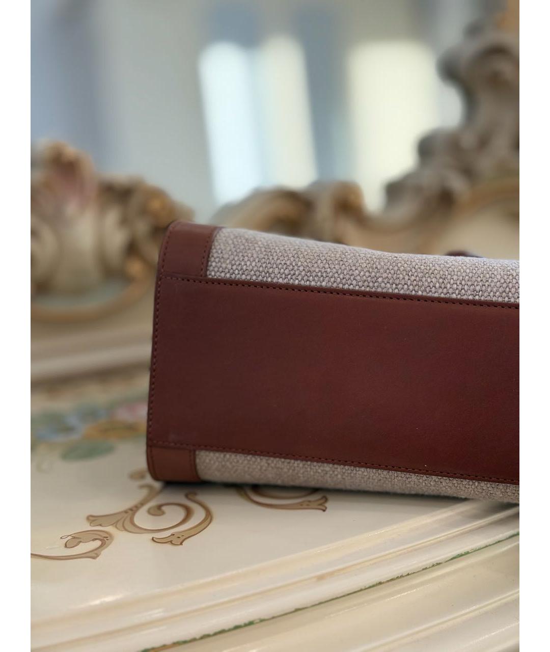 SAINT LAURENT Бежевая тканевая сумка тоут, фото 7