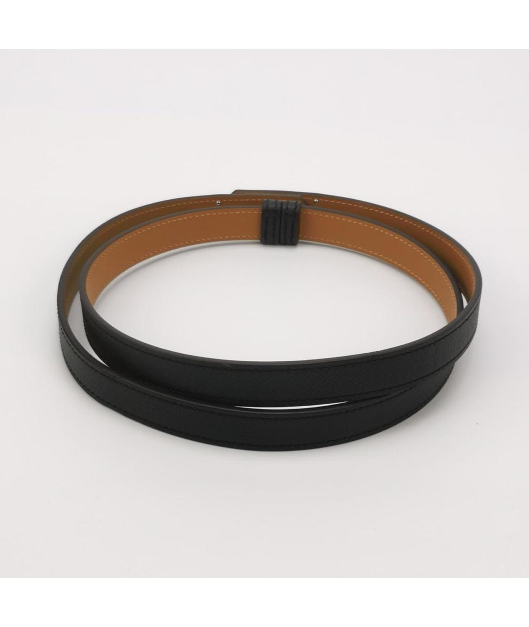 HERMES Черный кожаный ремень, фото 2