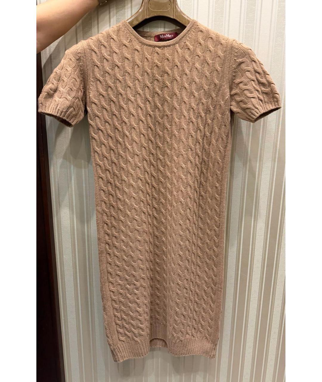 MAX MARA STUDIO Бежевое шерстяное повседневное платье, фото 9