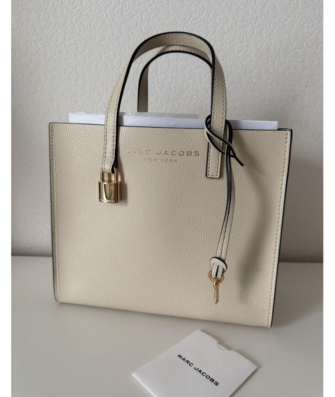 MARC JACOBS Бежевая кожаная сумка с короткими ручками, фото 4