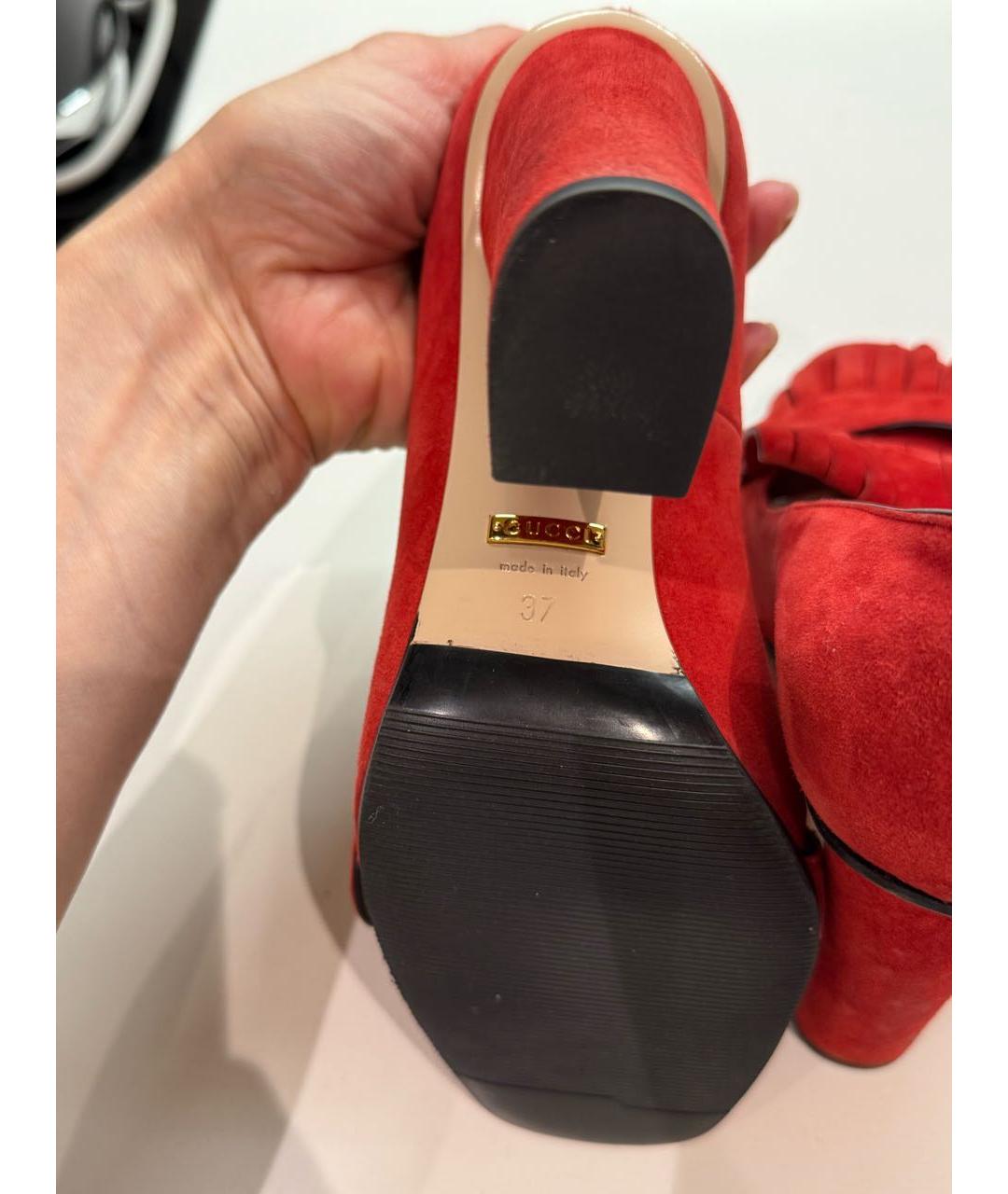 GUCCI Красные замшевые туфли, фото 6