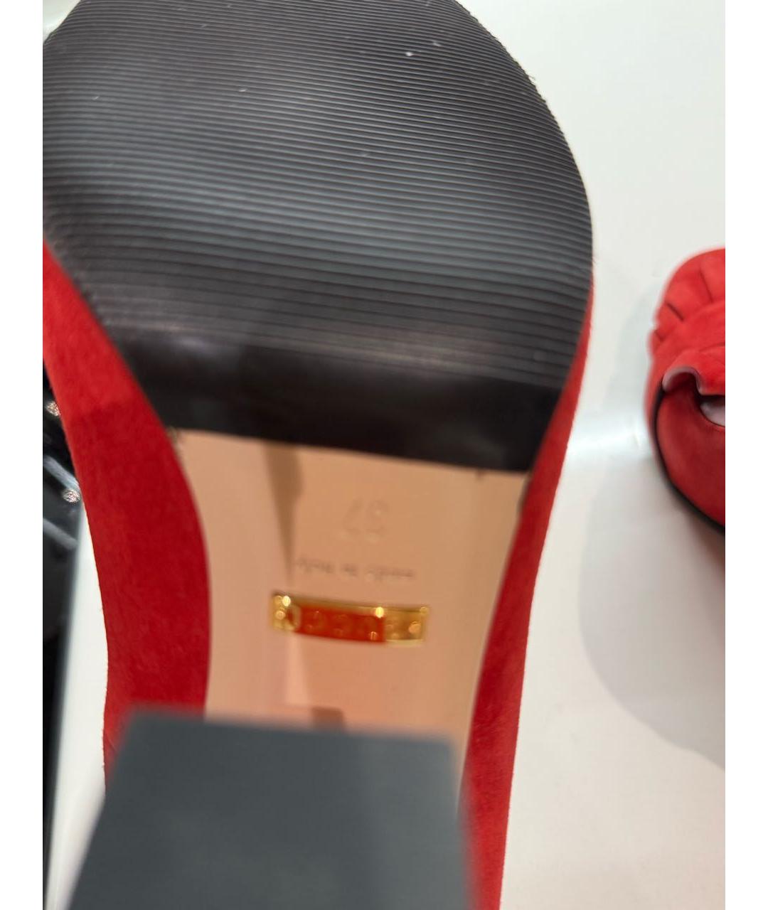 GUCCI Красные замшевые туфли, фото 7