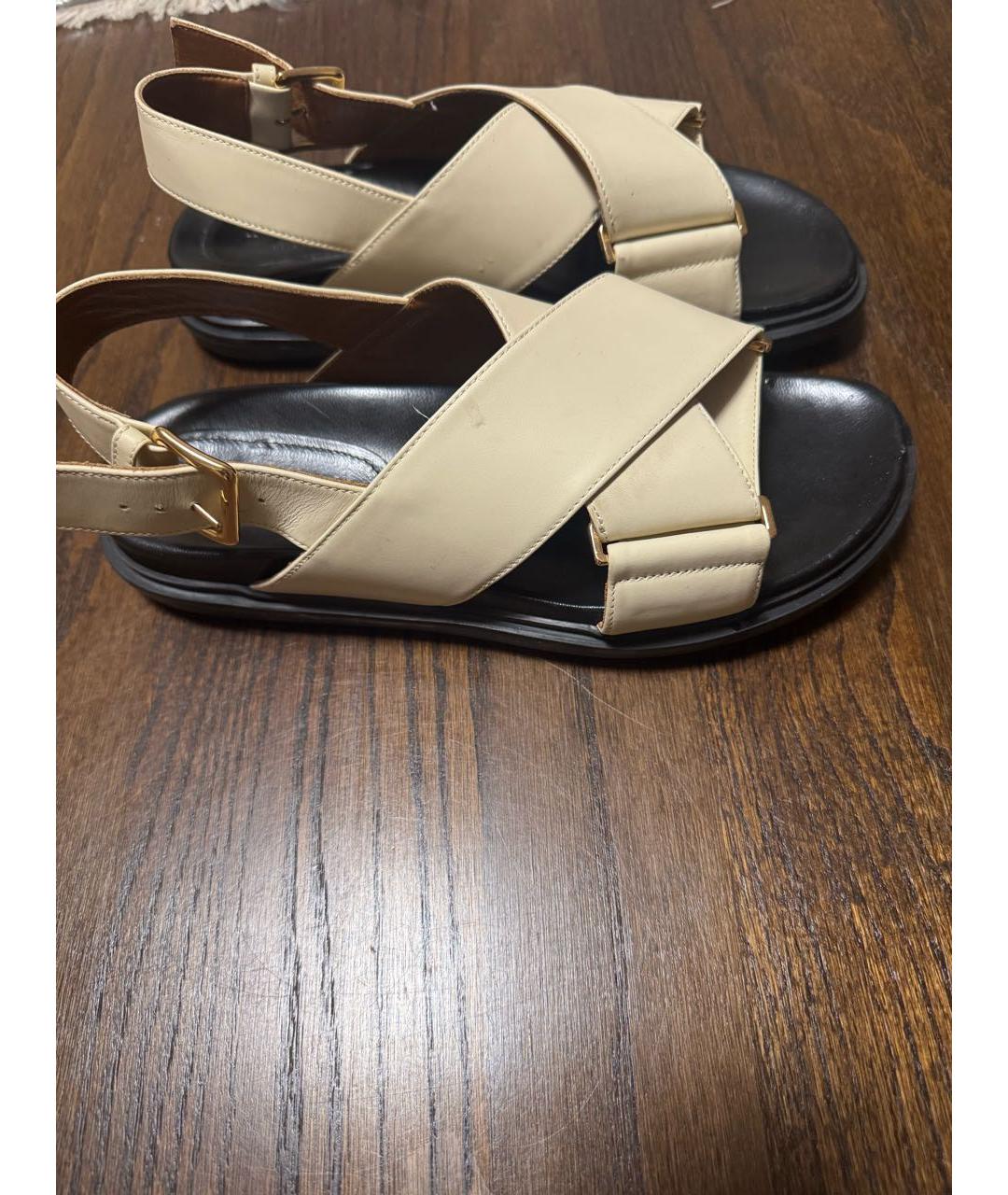 MARNI Бежевые кожаные сандалии, фото 6