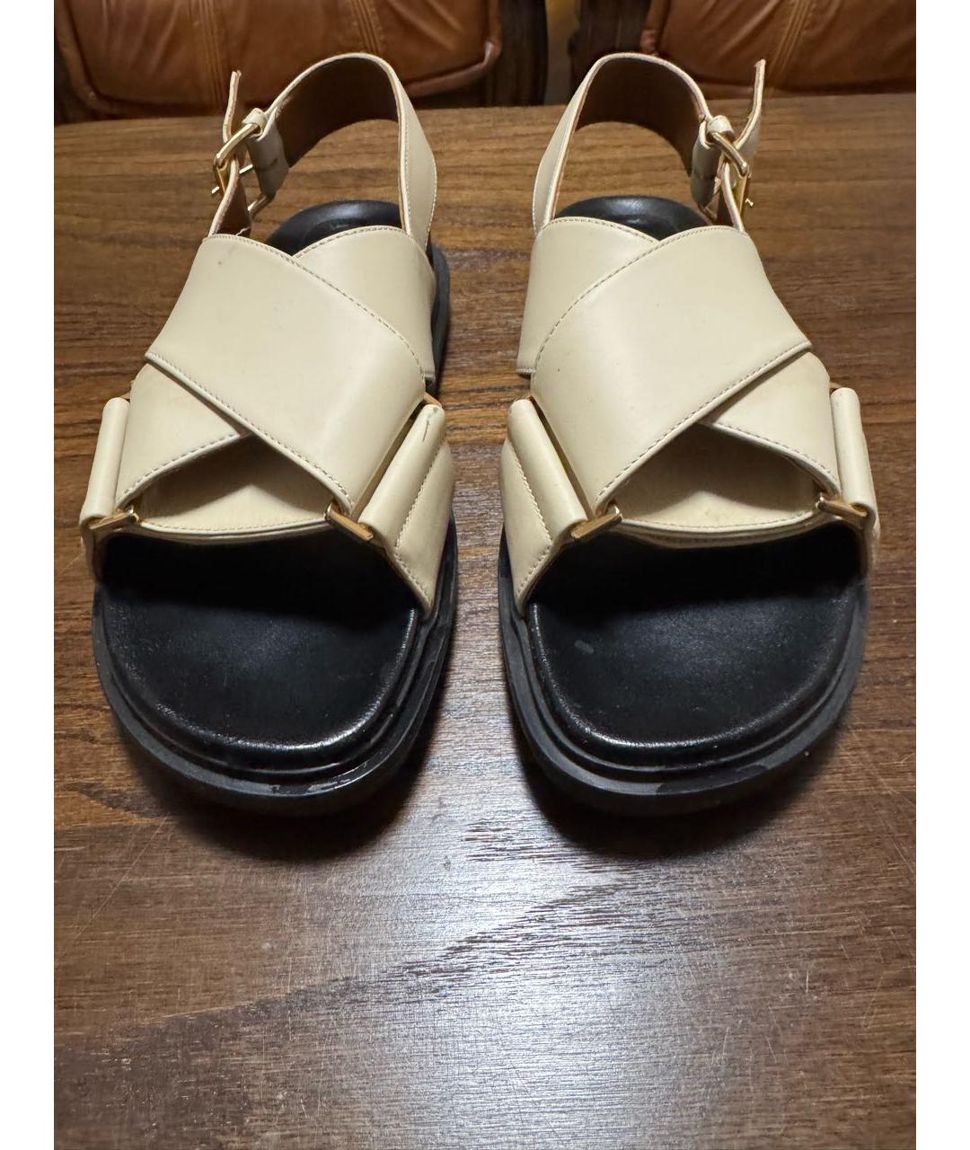 MARNI Бежевые кожаные сандалии, фото 5