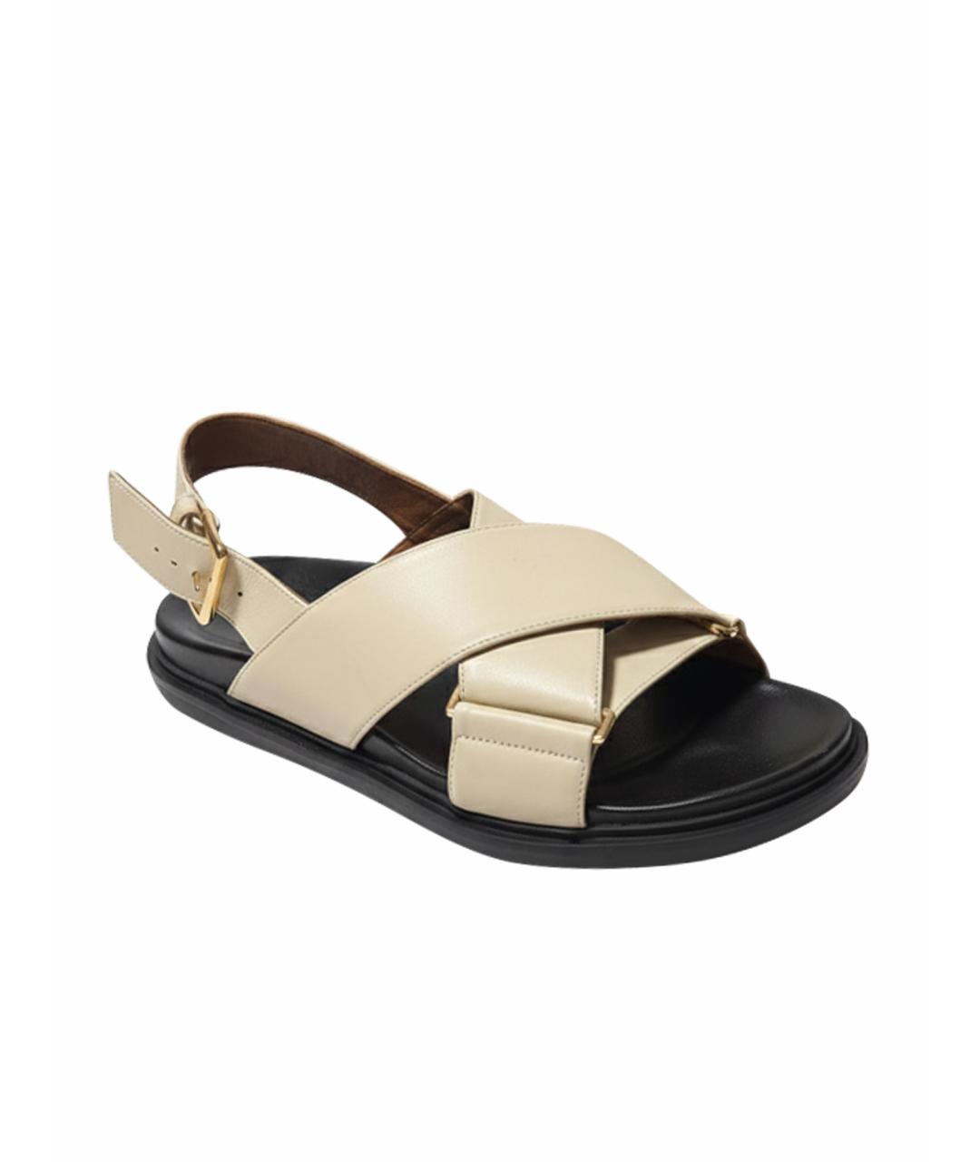 MARNI Бежевые кожаные сандалии, фото 1