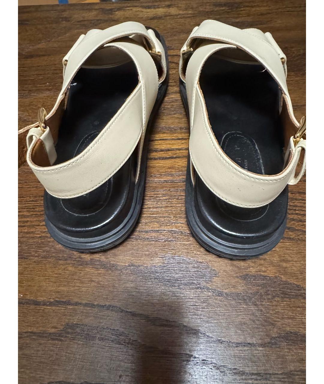 MARNI Бежевые кожаные сандалии, фото 4