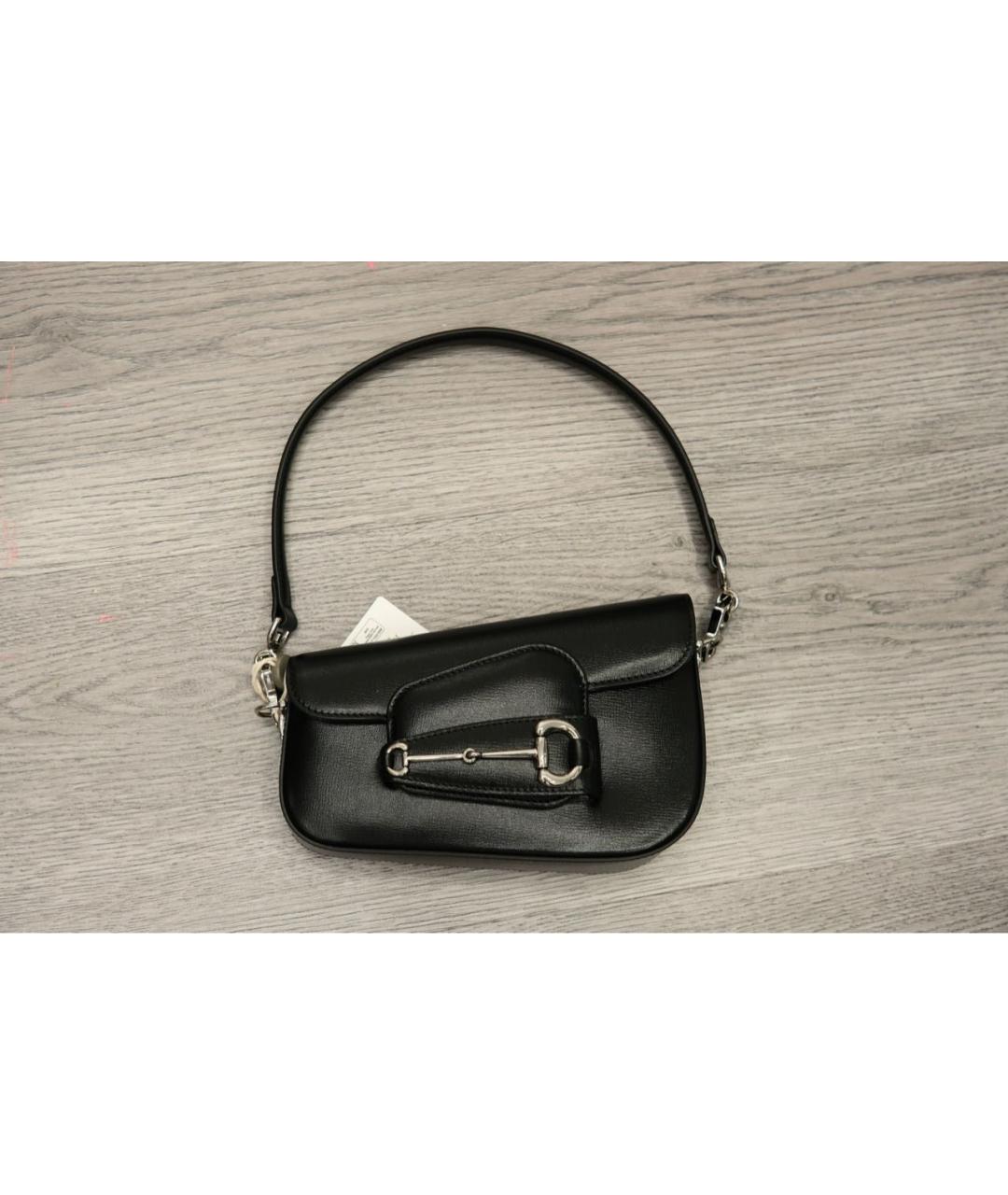 GUCCI Черная кожаная сумка с короткими ручками, фото 2