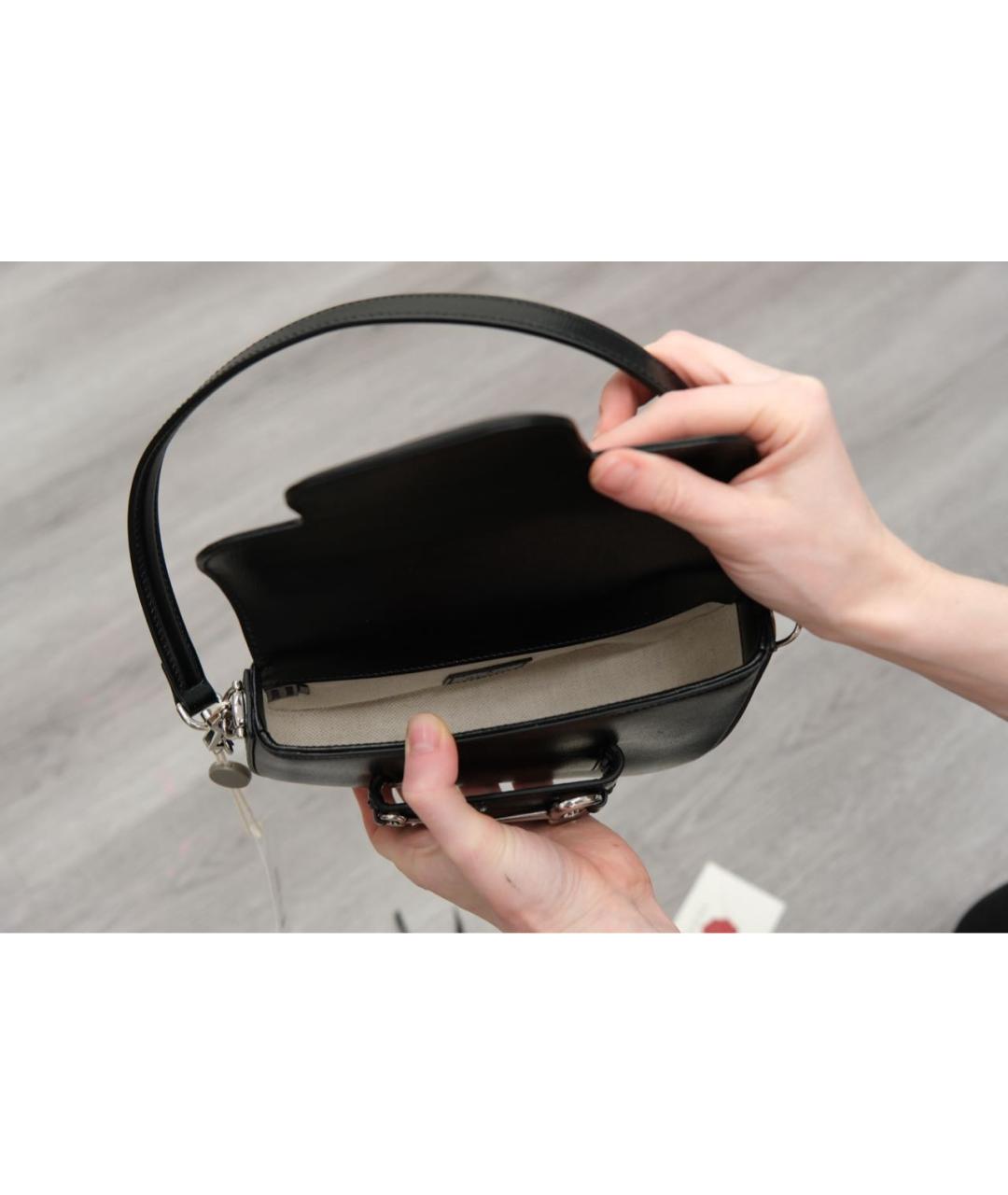 GUCCI Черная кожаная сумка с короткими ручками, фото 4