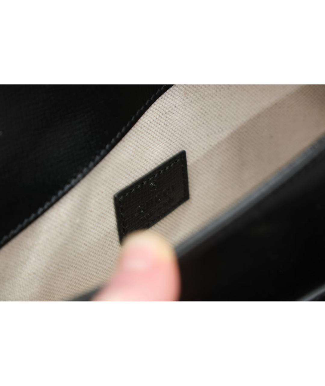 GUCCI Черная кожаная сумка с короткими ручками, фото 7