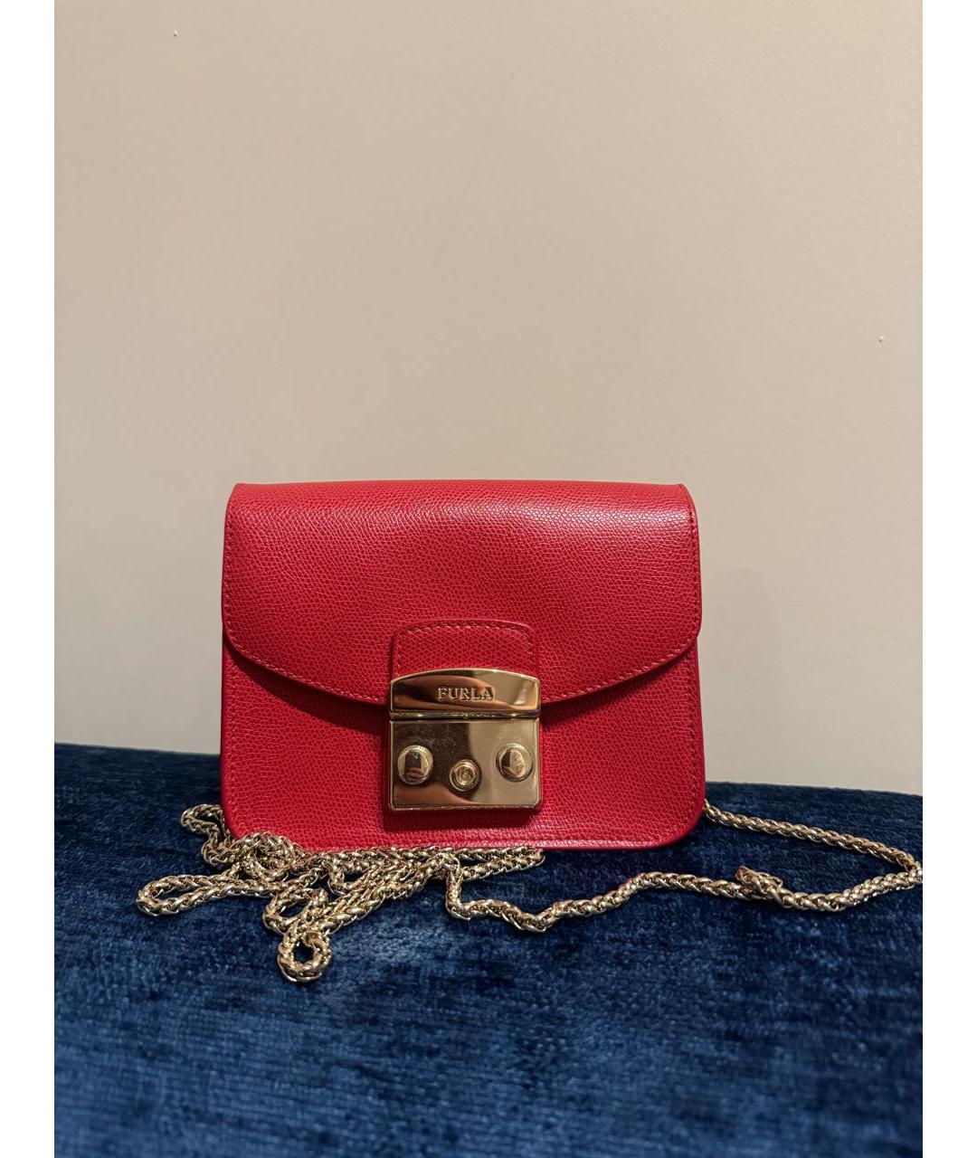 FURLA Красная кожаная сумка через плечо, фото 4