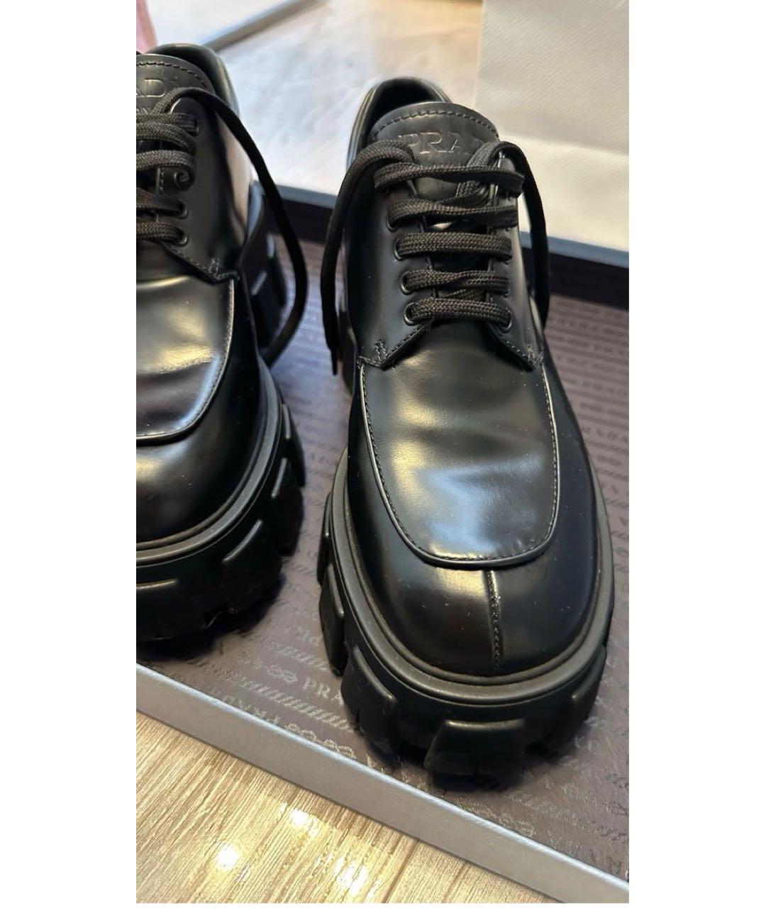 PRADA Черные кожаные ботинки, фото 2