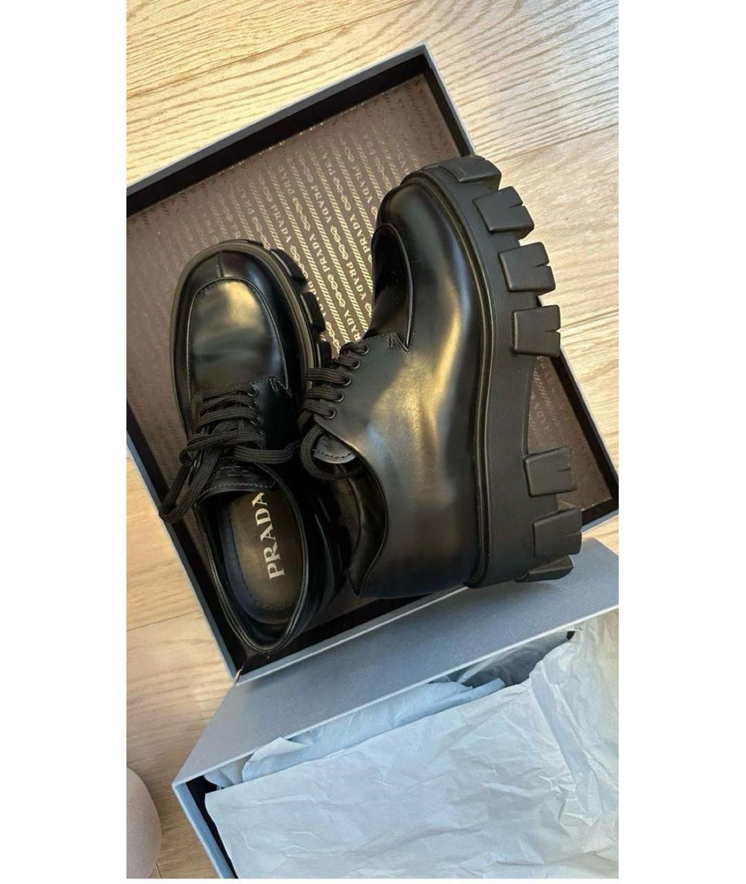 PRADA Черные кожаные ботинки, фото 3