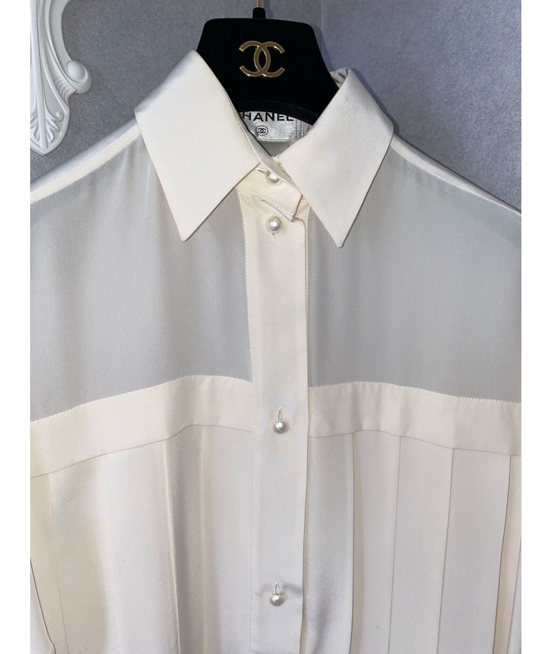 CHANEL PRE-OWNED Белая шелковая рубашка, фото 3