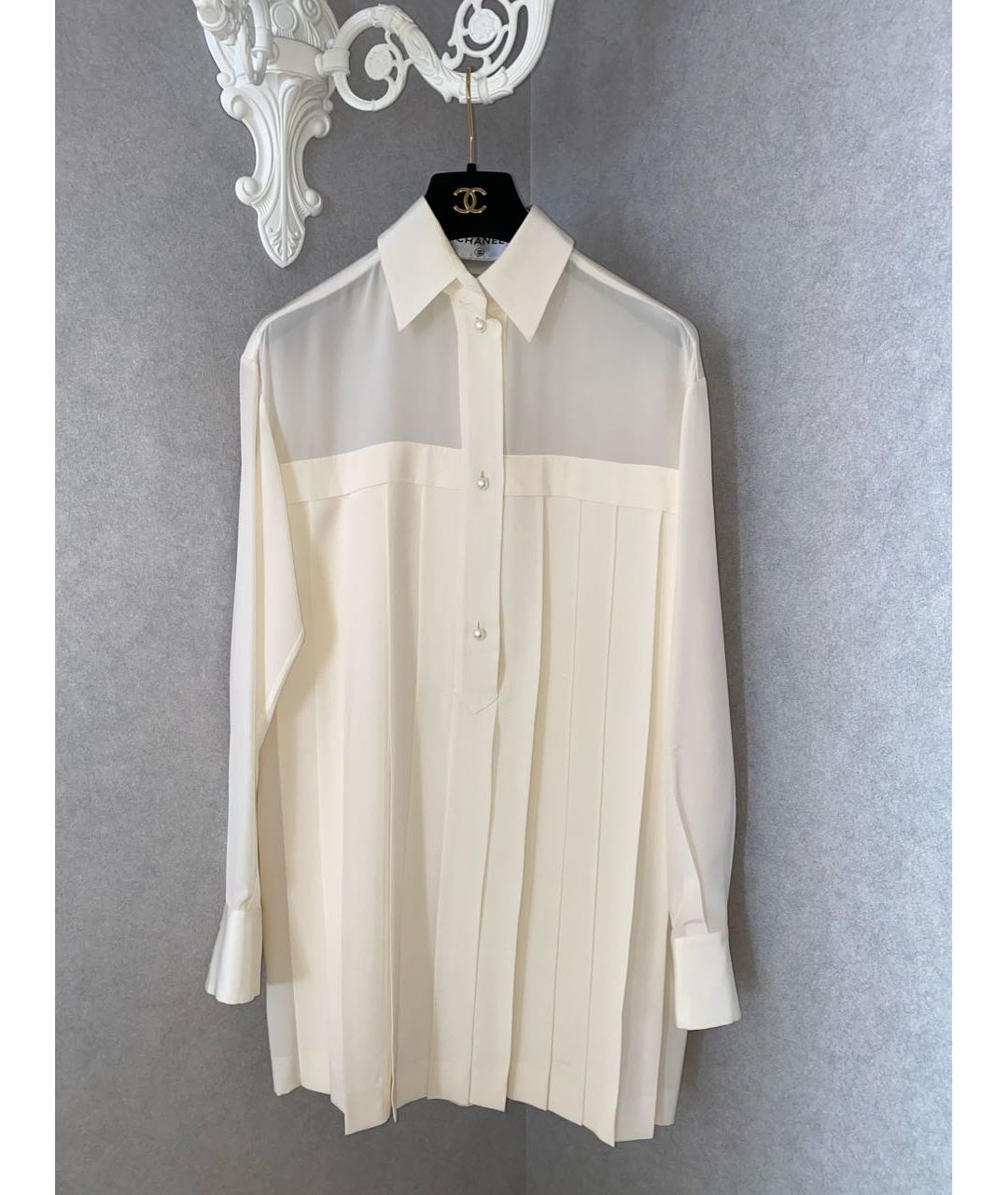 CHANEL PRE-OWNED Белая шелковая рубашка, фото 8