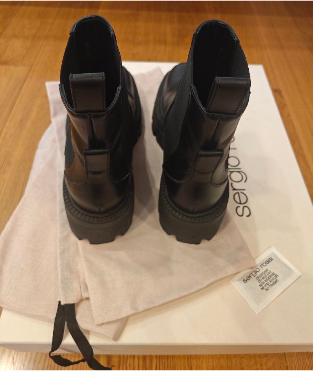 SERGIO ROSSI Черные кожаные ботильоны, фото 4