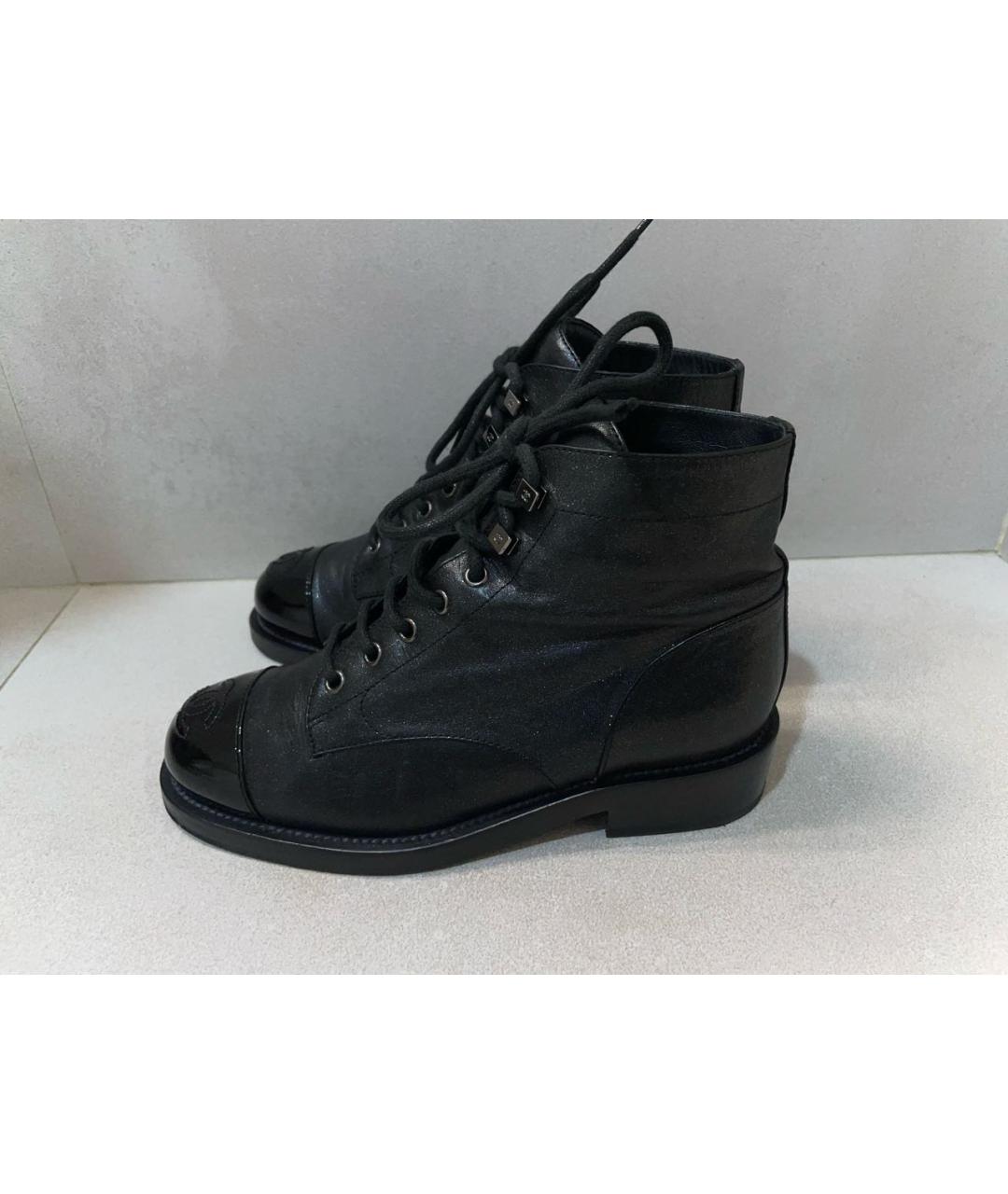 CHANEL Черные кожаные ботинки, фото 5